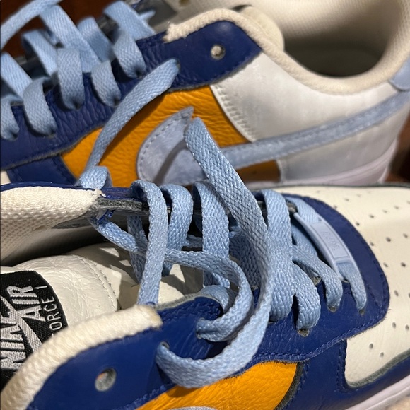 Men’s Custom Air Force 1 Sneakers in Blue, Orange and White Size 8.5 - Picture 7 of 8
